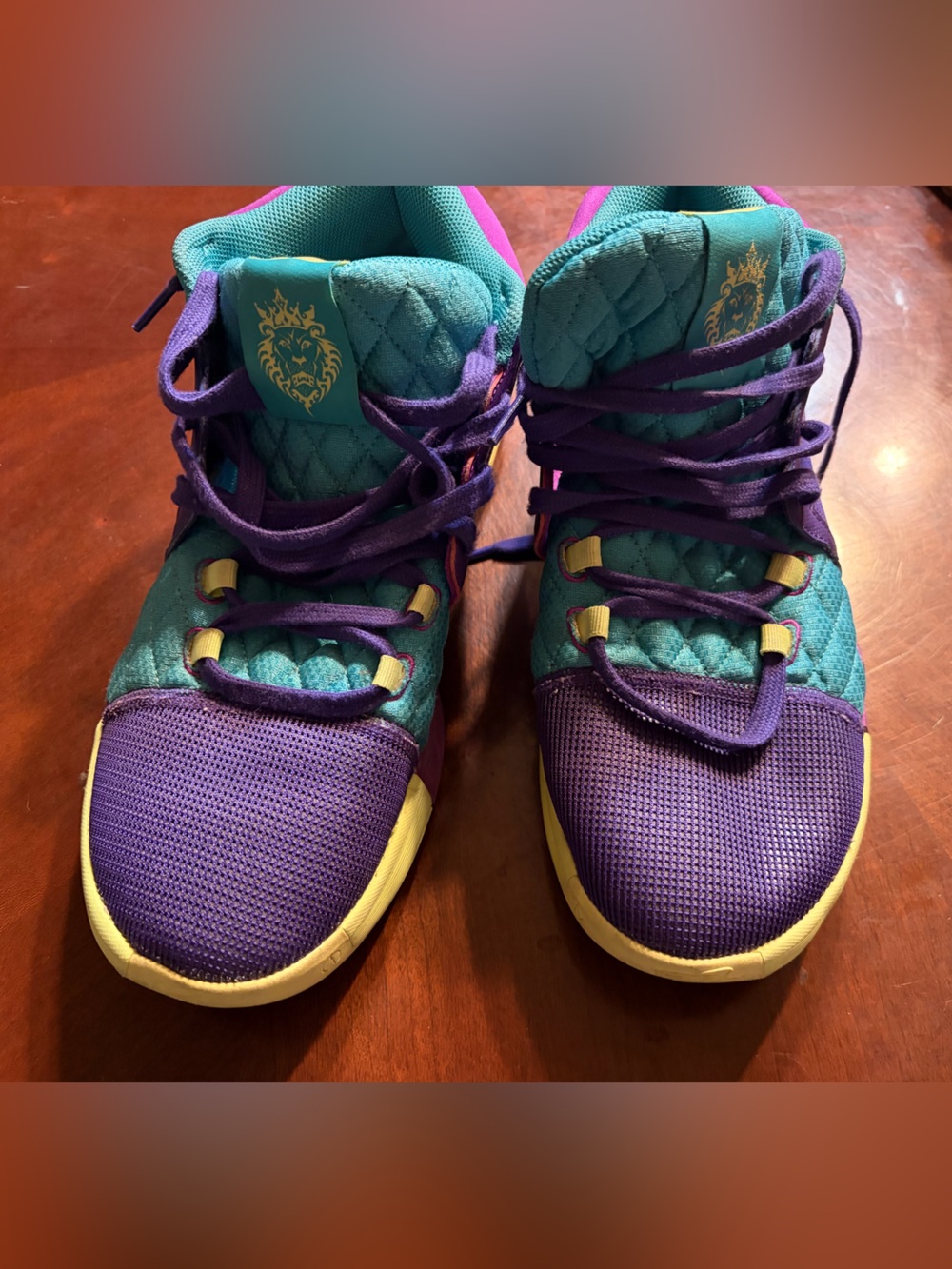 LeBrons Nike Men's Purple, Teal & Yellow High-Top Sneakers